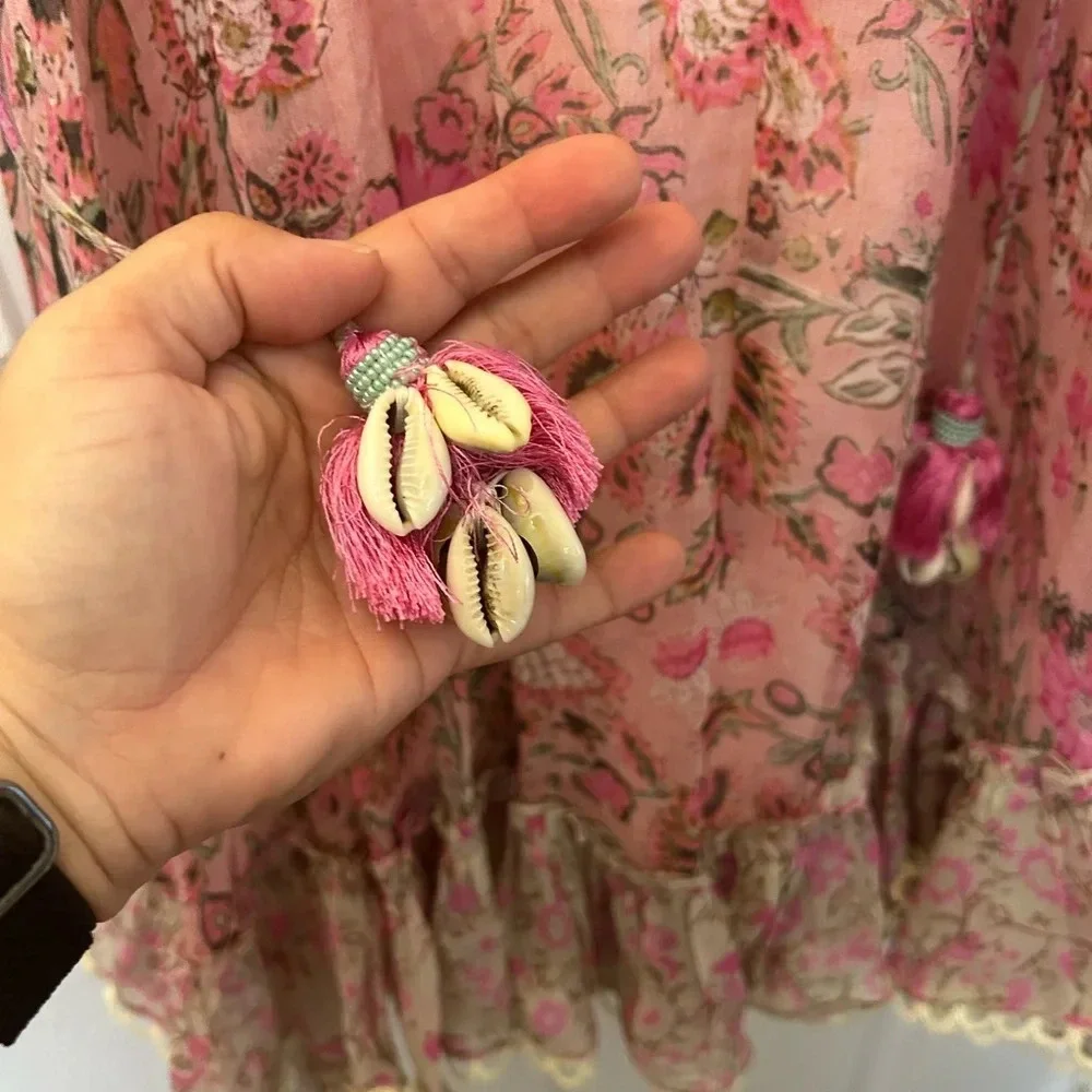 HEMANT & NANDITA Pink Floral Halter Mini Dress - Picture 4 of 8